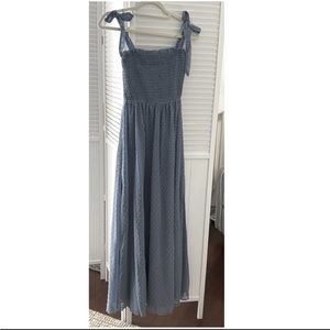 NEW Vici hazelle smocked Swiss dot maxi dress blue size XS